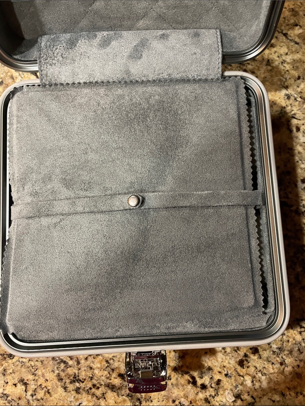 Invicta Metallic Gray Watch Case with Embossed Logo - Picture 3 of 5
